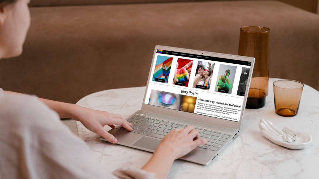 LGBTQI+ Info Mockup - Website in laptop browser